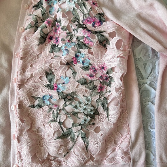 Charter Club Pink Rayon Embroidered Button Down cardigan Sweater size  Small - Picture 9 of 11